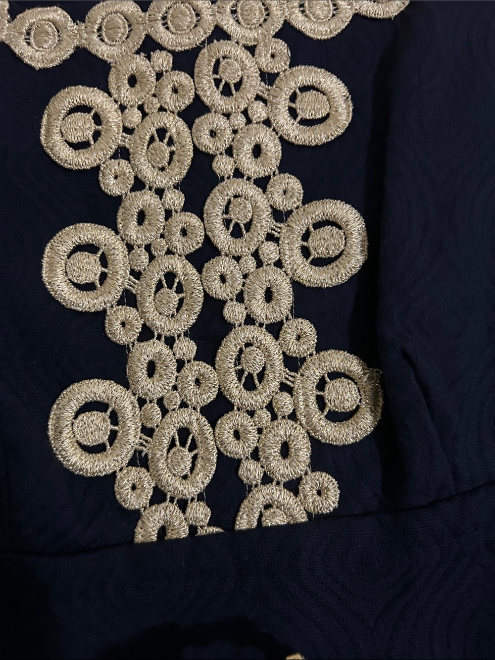 Lilly Pulitzer Navy Shift Dress with Cream Crochet Trim - Picture 3 of 16